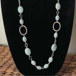 Michael Dawkins Sterling silver 925 link necklace,  blue stones. Original box